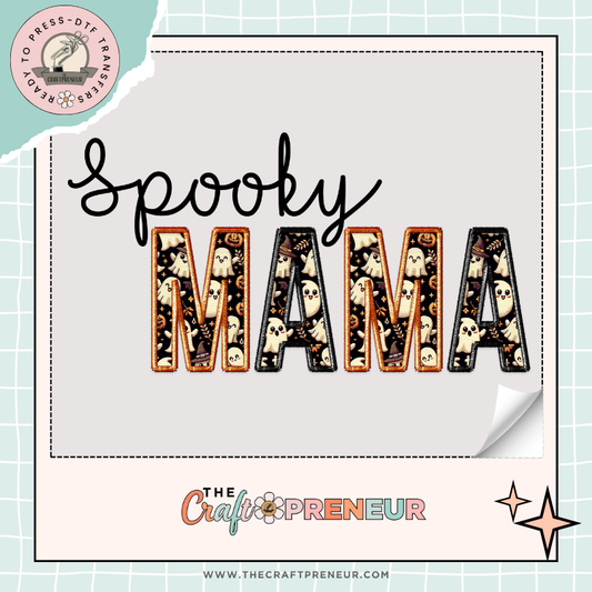 Spooky Mama Faux Embroidery (Orange) Transfer