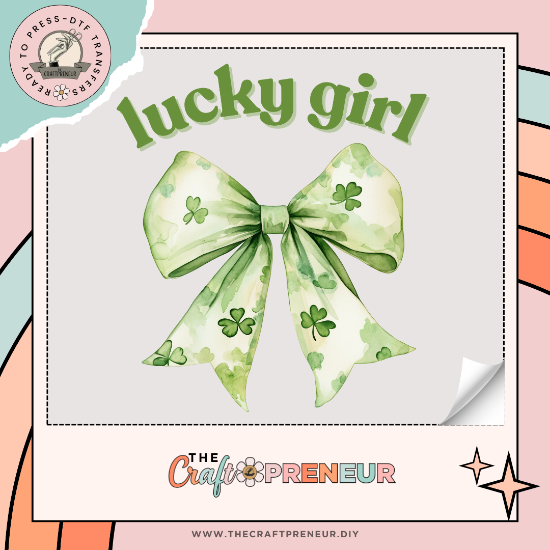 Lucky Girl Coquette Bow Transfer