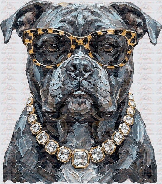002_Glam_Dogs_Diamond Necklace_Turquoise_Faux Paint_Sunnies_Pitbull_Pit Bull_Mastiff