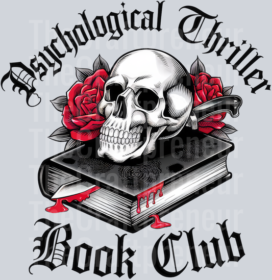 Psychological Thriller Book Club Skull DTF Transfer