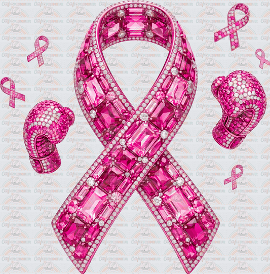 Causes_Breast Cancer Awareness_October Causes_Pink Ribbon_Gemstone_Diamond_Faux Rhinestone_Boxing Gloves
