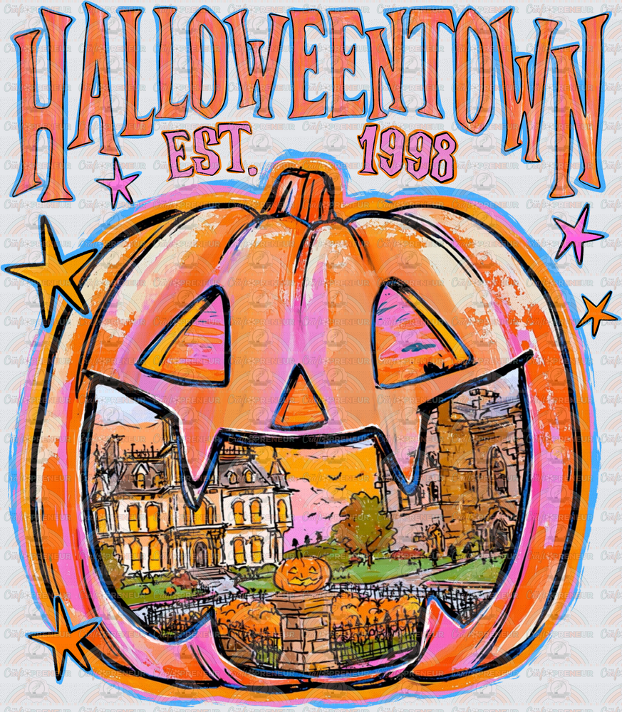 Halloween_Movies_Halloweentown_Preppy_Pumpkin_Smile Scene_Brush Stroke_Neons