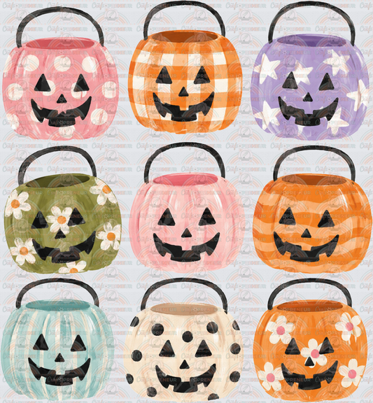Halloween_Preppy_Pumpkins_Jack o Lantern_Grid_Watercolor_Girly