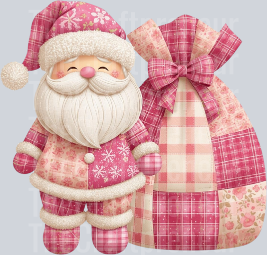 Santa Patchwork Sack DTF Transfer