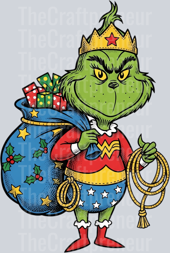 Wonder Woman & The Grinch Superhero DTF Transfer