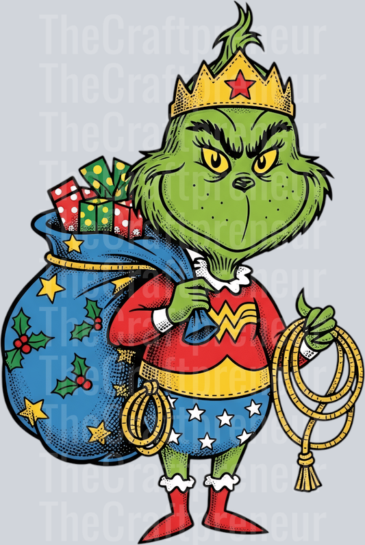 Wonder Woman & The Grinch Superhero DTF Transfer