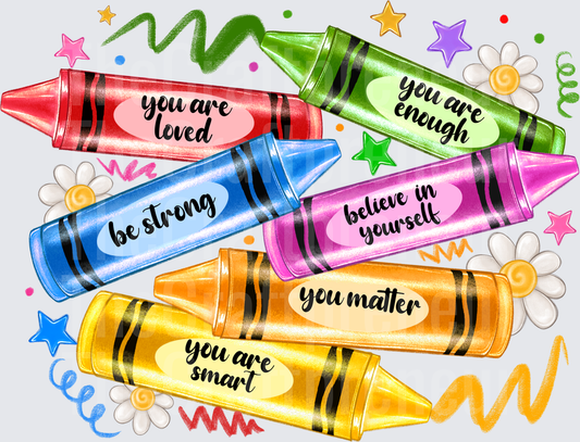 001_School_Jobs_Teacher_Crayons_Color the World With Kindness_Motivational_Front