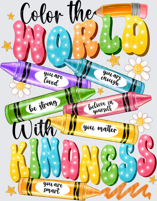 001_School_Jobs_Teacher_Crayons_Color the World With Kindness_Motivational_Backx