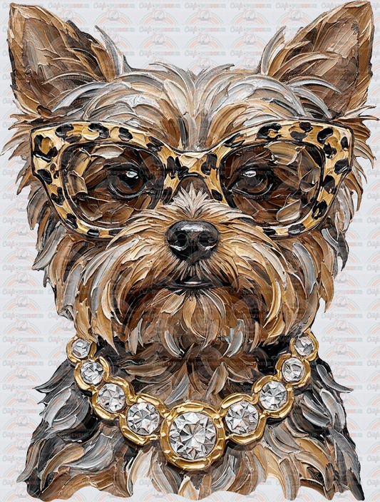 002_Glam_Dogs_Diamond Necklace_Turquoise_Faux Paint_Sunnies_Yorkie_Teacup Yorkie