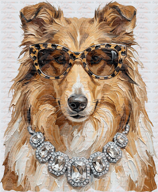 002_Glam_Dogs_Diamond Necklace_Turquoise_Faux Paint_Sunnies_Collie_Border Collie