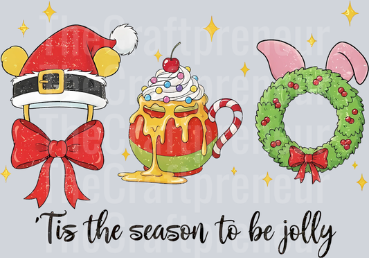 Bear & Friends Christmas Tis the Season to be Jolly DTF Transfer