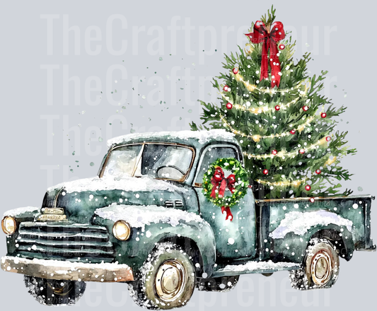 Classic Vintage Christmas Truck DTF Transfer