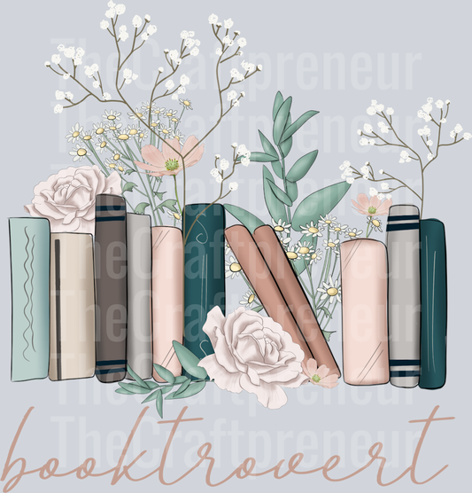 Booktrovert Floral Books DTF Transfer