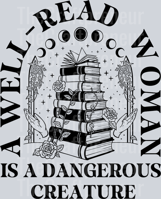 (Set!) Well Read Woman is Dangerous DTF Transfer (Black/Back)
