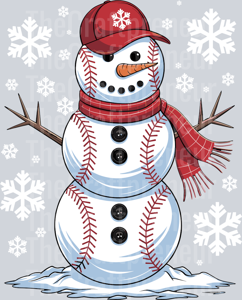 Baseball Snowman DTF Transfer