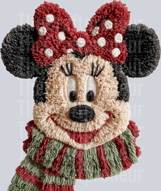 Mrs. Mouse Latch Hook Scarf DTF Transfer