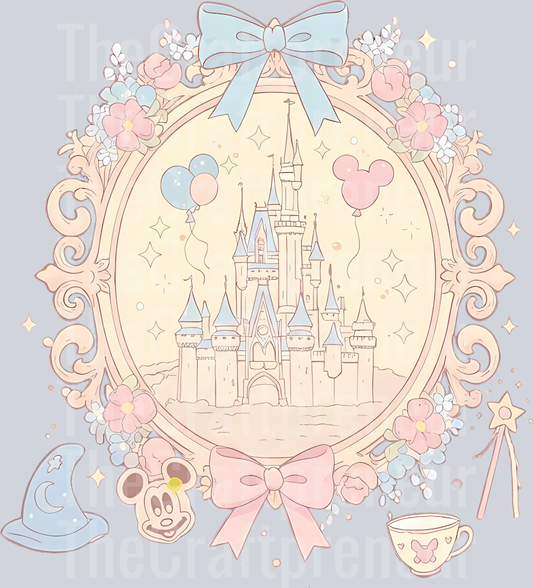 Pastel Castle Coquette Bow Frame Girly DTF Transfer