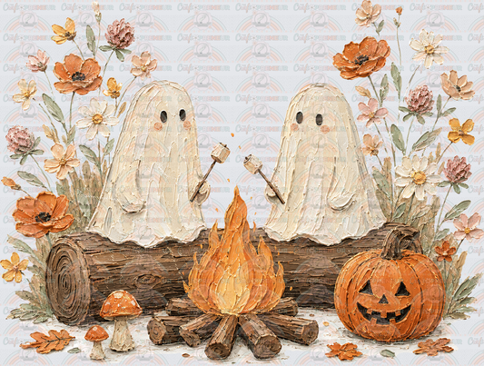 Fall_Camping_Faux Paint_Ghosts_Campfire_Outdoors_Nature_Campfire_Jack o Lantern