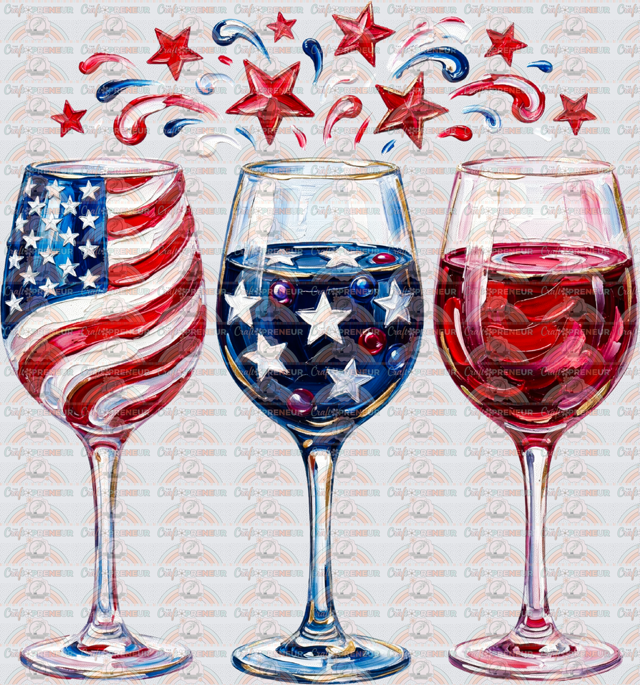USA_Drinks_Alcohol_Wine_Faux Paint_USA_4th of July_Patriotic_Wine Glass