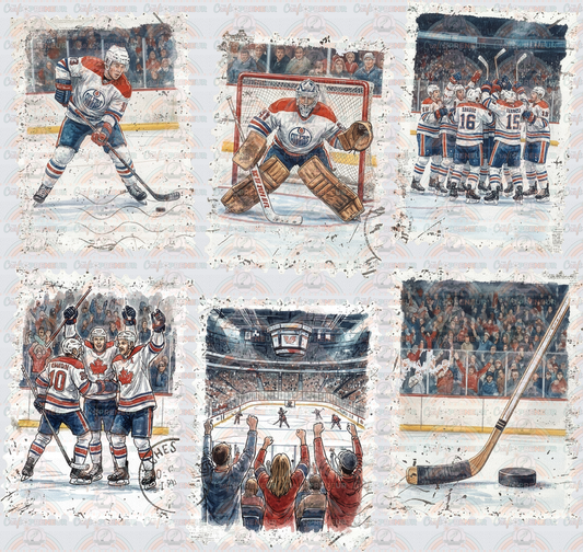 Sports_Hockey_VIntage_Postage Stamp_Hockey Team_Goalie_Canada_Ice Rink_Hockey Stick