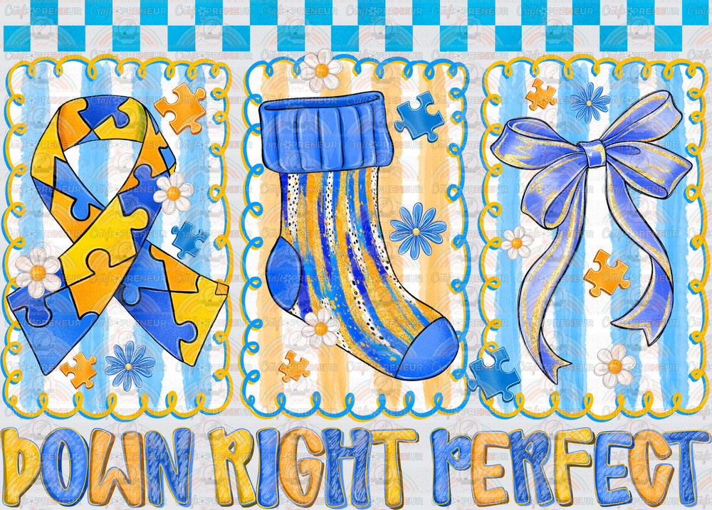 002_Causes_Down Syndrome_Awareness_Blue and Yellow_March Causes_Chromosomes_Down Right Perfect Checkered