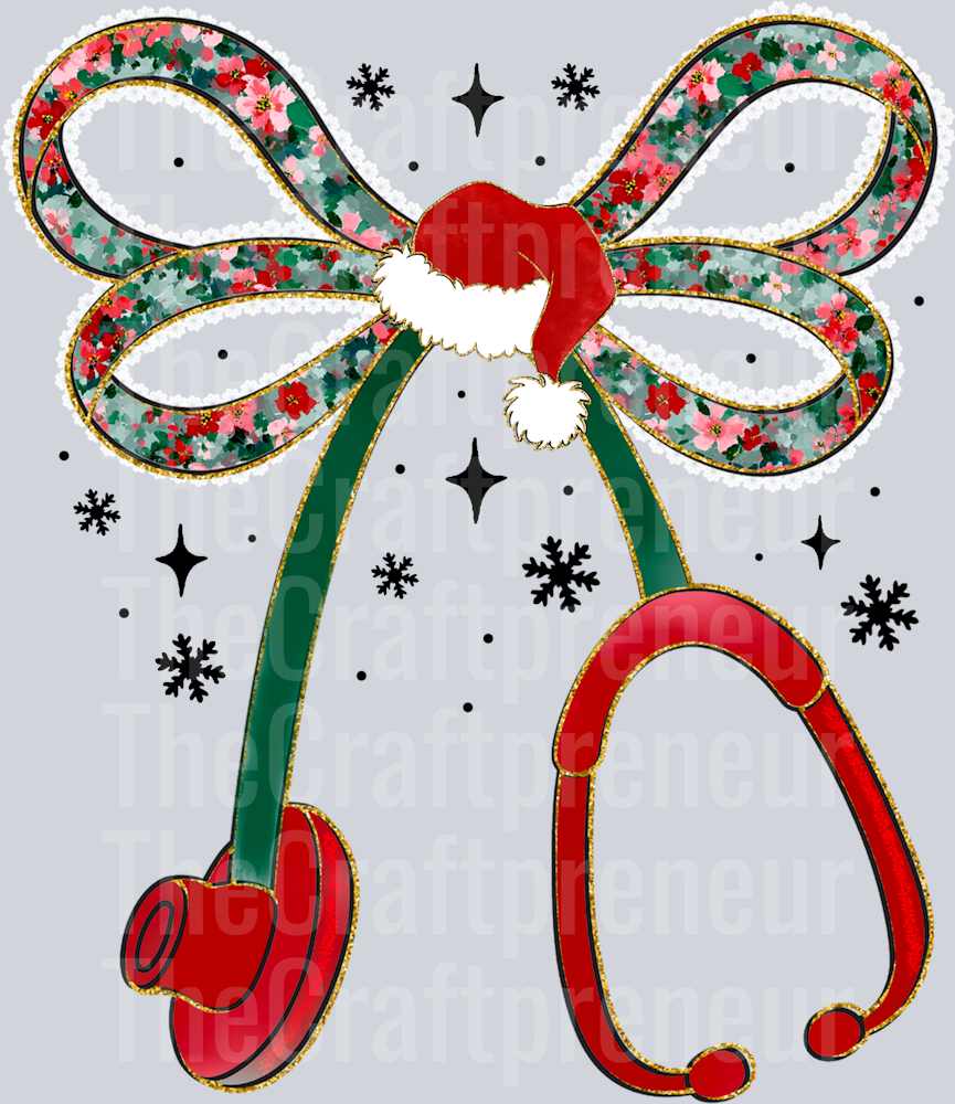 Christmas Stethoscope DTF Transfer (Black)