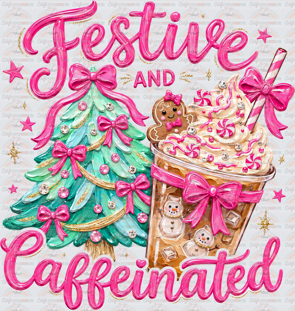 XMAS_Coffee_Festive and Caffeinated_Iced Coffee_Christmas Tree_Pink Christmas_Faux Paint