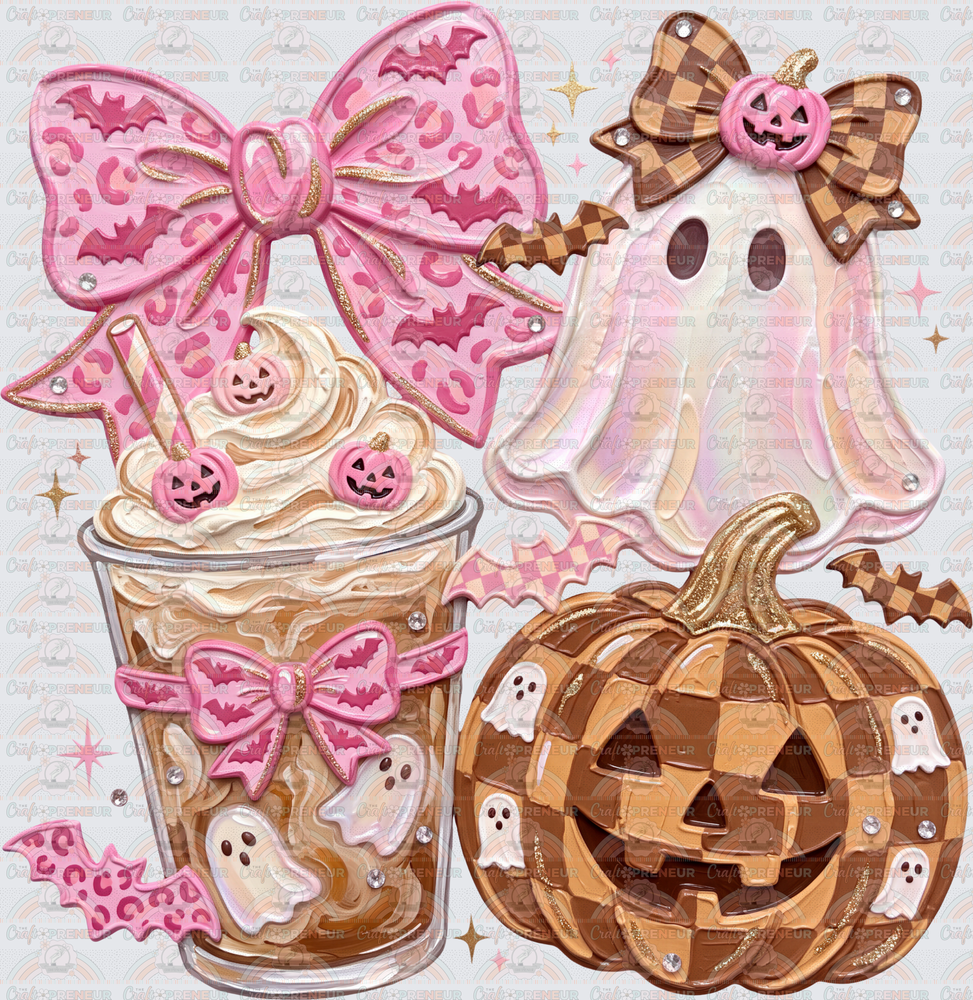 Halloween_Faux Paint_Cute_Ghost_Pumpkin_Coffee_Coquette Bow_Girly