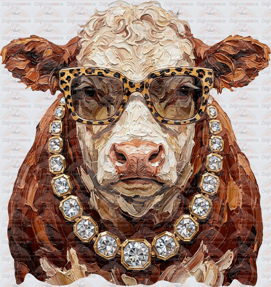 Animals_Farm Animals_Faux Paint_Cow_Preppy_Diamond Necklace_Glam_Heifer_Hereford_Cow