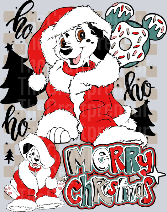 Dalmations Christmas Santa Outfit Front & Back (Back) DTF Transfer