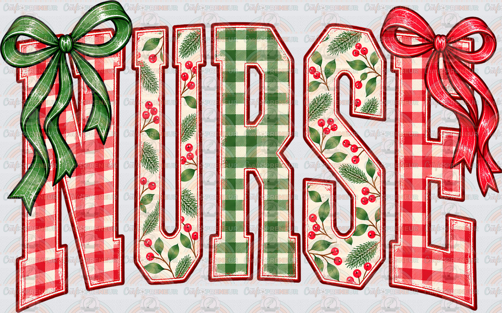XMAS_Jobs_Medical_Nurse_Varsity_Plaid_Coquette Bow_Christmas_Preppy