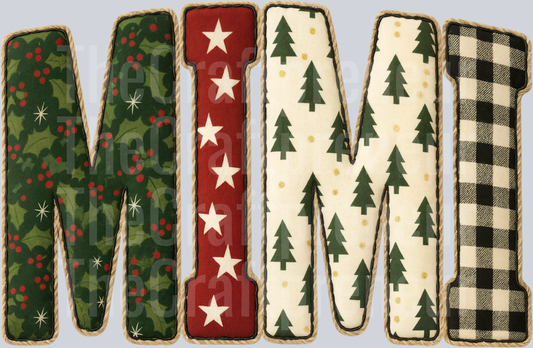 (Set!) Faux Embroidery Varsity Christmas Mimi DTF Transfer