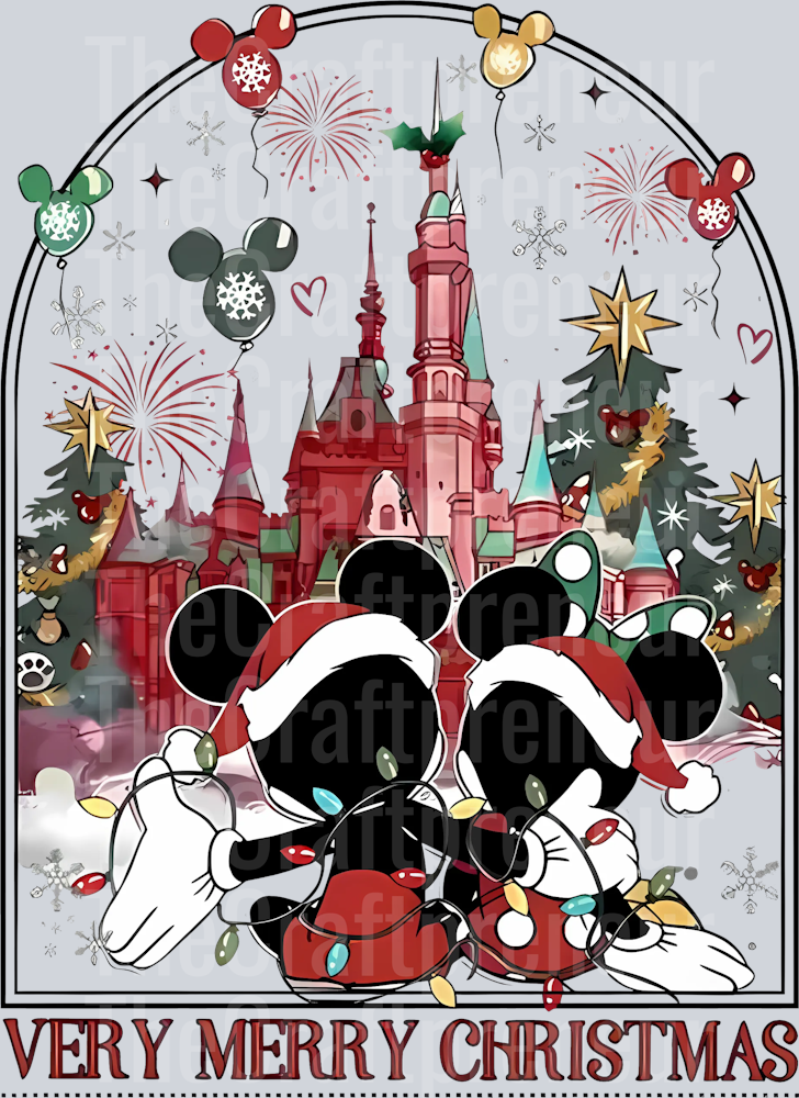 (Set!) Mr. & Mrs. Mouse Christmas Santa Hug DTF Transfer (Back)
