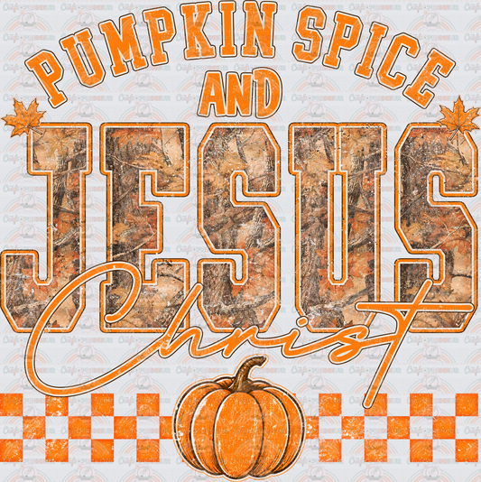 Fall_Faith_Pumpkin Spice_Pumpkin Spice and JEsus Christ_Varsity_Camo_Checkered