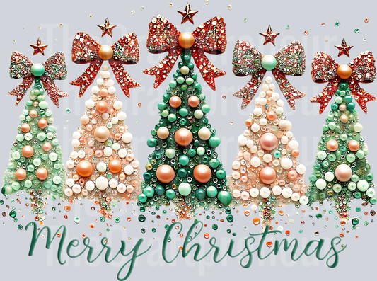 Pearl Christmas Trees DTF Transfer (Green)