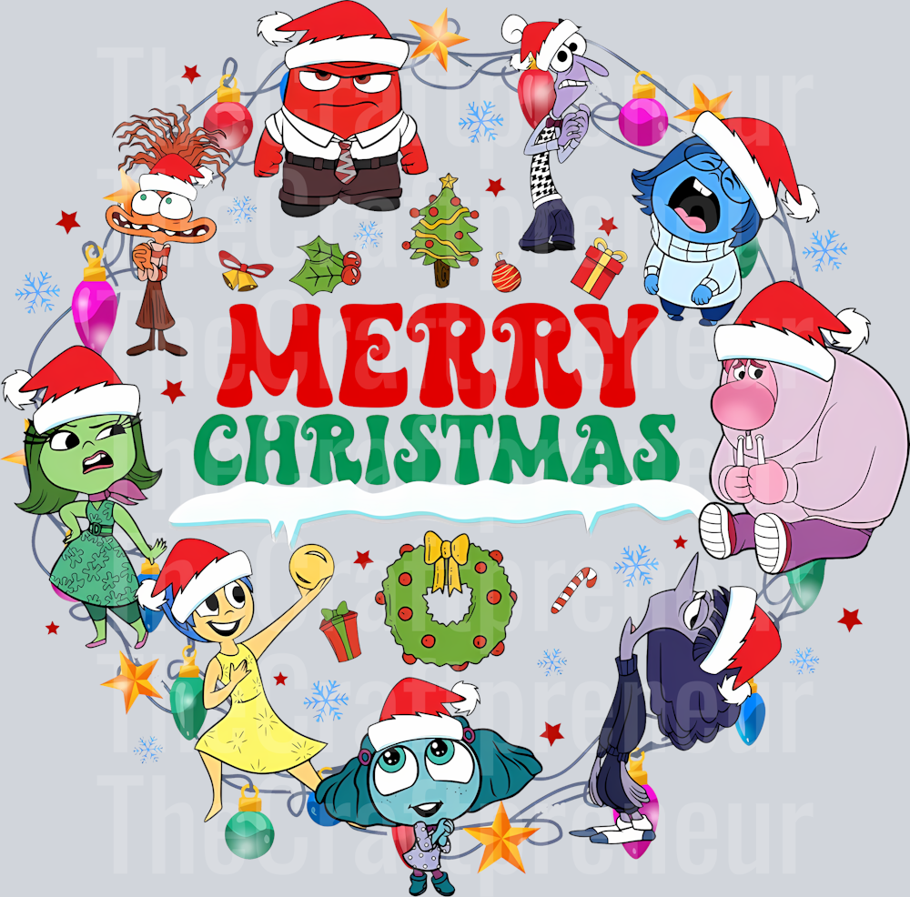 (Set!) Emotions Christmas Character Theme DTF Transfer (Back)