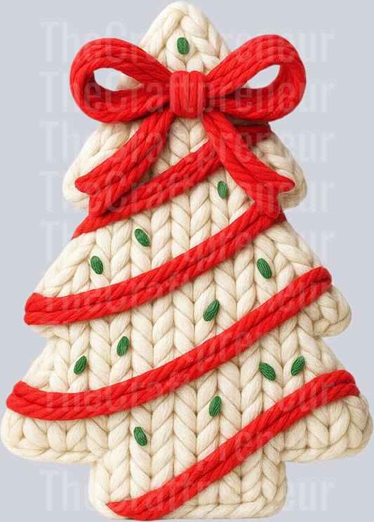 Latch Hook Christmas Tree Cake Coquette Bow DTF Transfer