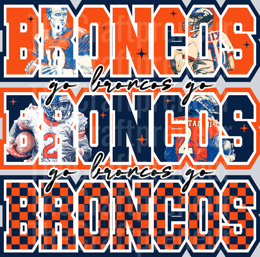 Denver Broncos Varsity Team Stack DTF Transfer