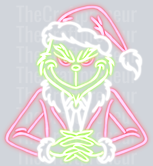 The Grinch Goes Neon DTF Transfer
