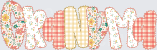 002_Family_Name Set_Mama_Grandparent_Preppy_Orange_Gingham_Grand Millenial_grandma