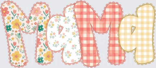 002_Family_Name Set_Mama_Grandparent_Preppy_Orange_Gingham_Grand Millenial_mama
