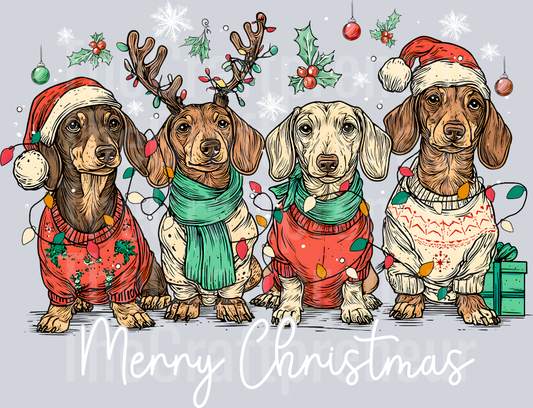 Daschunds in Sweaters DTF Transfer (For Darks!)
