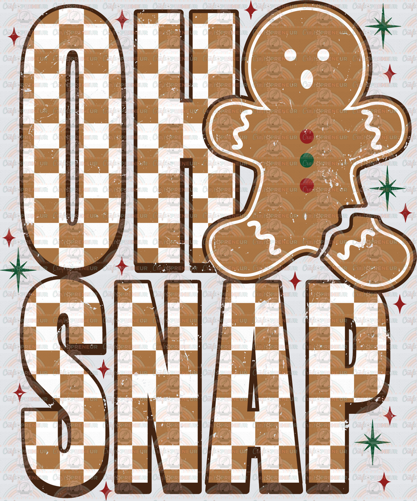 XMAS_Gingerbread Man_Oh Snap_Checkered_Tall Letter_Boutique Style_Distressed