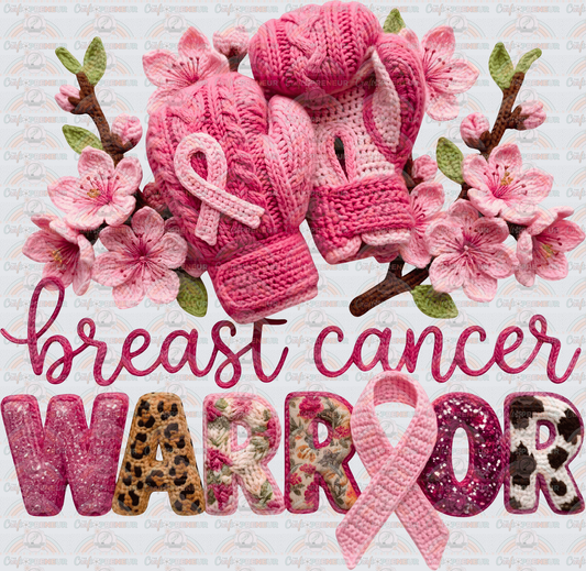 Causes_Breast Cancer Awareness_October Causes_Warrior_Faux Yarn_Faux Crochet_Boxing Floves_Cherry Blossom