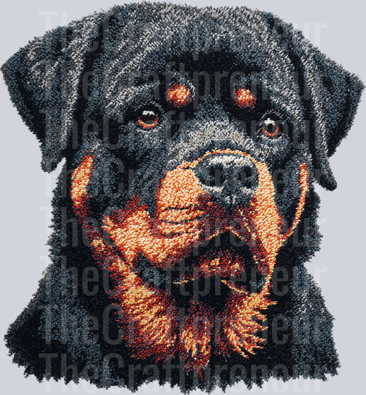 Rottweiler Latch Hook Dog DTF Transfer