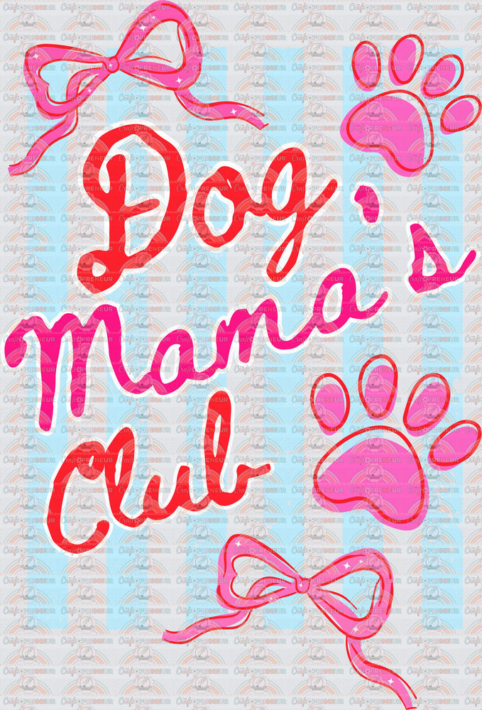 Dogs_Dog Mama_Dog Mamas Club_Preppy_Lines_Coquette Bow_Distressed