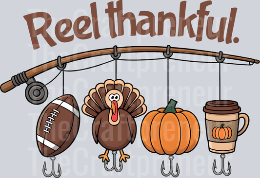Reel Thankful Thanksgiving DTF Transfer