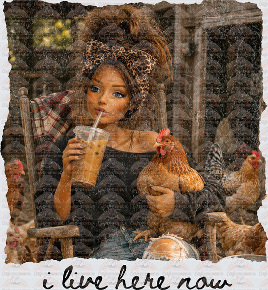Farming_Animals_Homestead_Chickens_Iced Coffee_Hens_Chicken Coop_I Live Here Now_Farmstand_Farmer_Western_Black Text