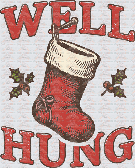 XMAS_Sarcasm_Christmas Stocking_Well Hung_Adult Theme_Vintage
