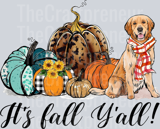 Golden Retriever Fall Things DTF Transfer